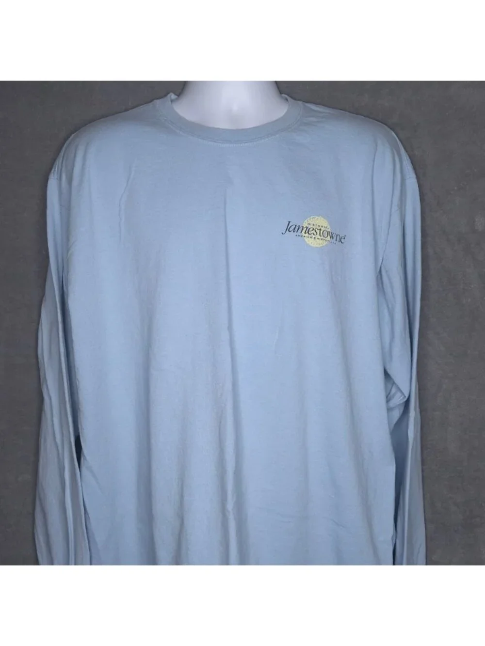 Jamestowne Long Sleeve T-shirt  XL Light Blue Crew Neck 400 Years Of America